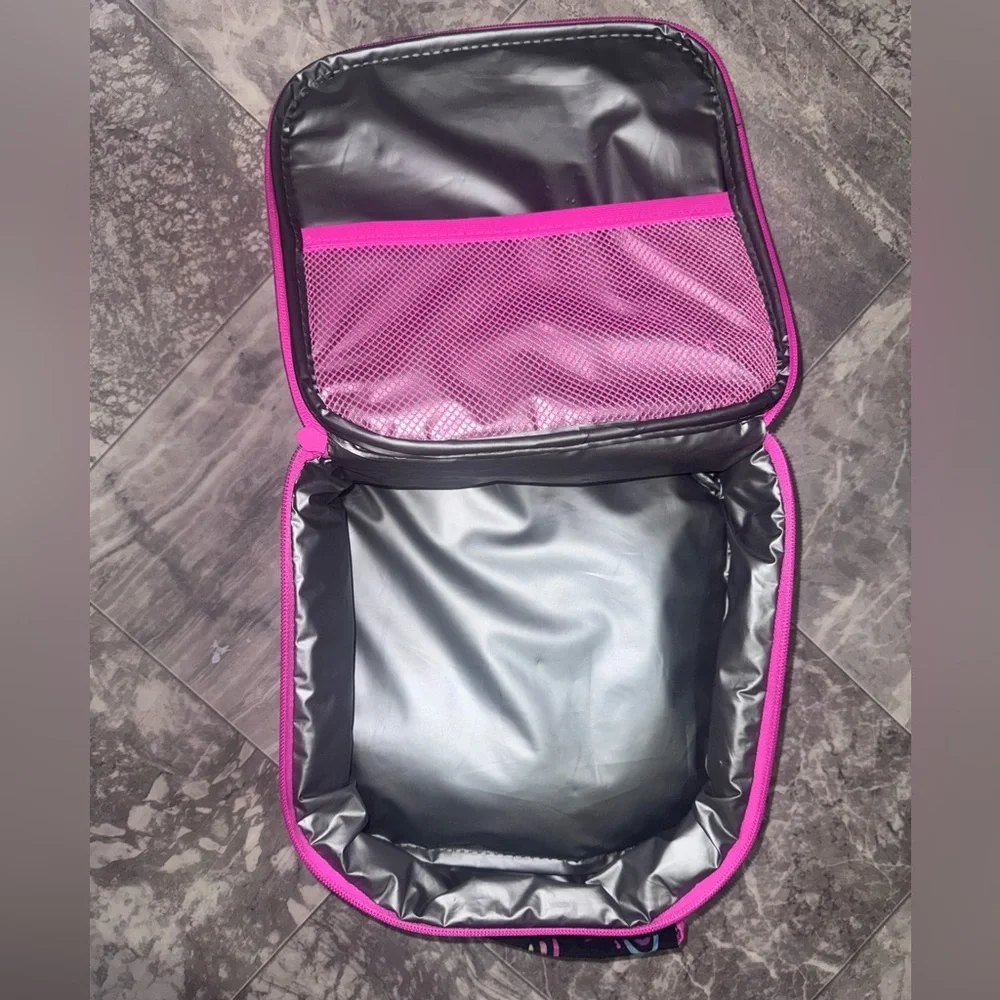 The Children’s Place Girls Lunch Bag Black Pink Neon Unicorn Doodle Print